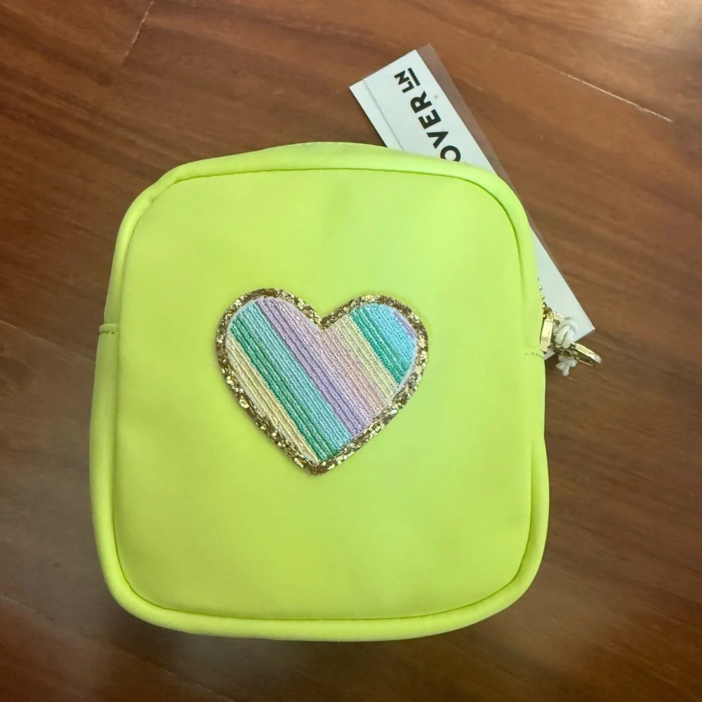 NWT stoney Clover Lane mini pouch lime with heart - Picture 1 of 3